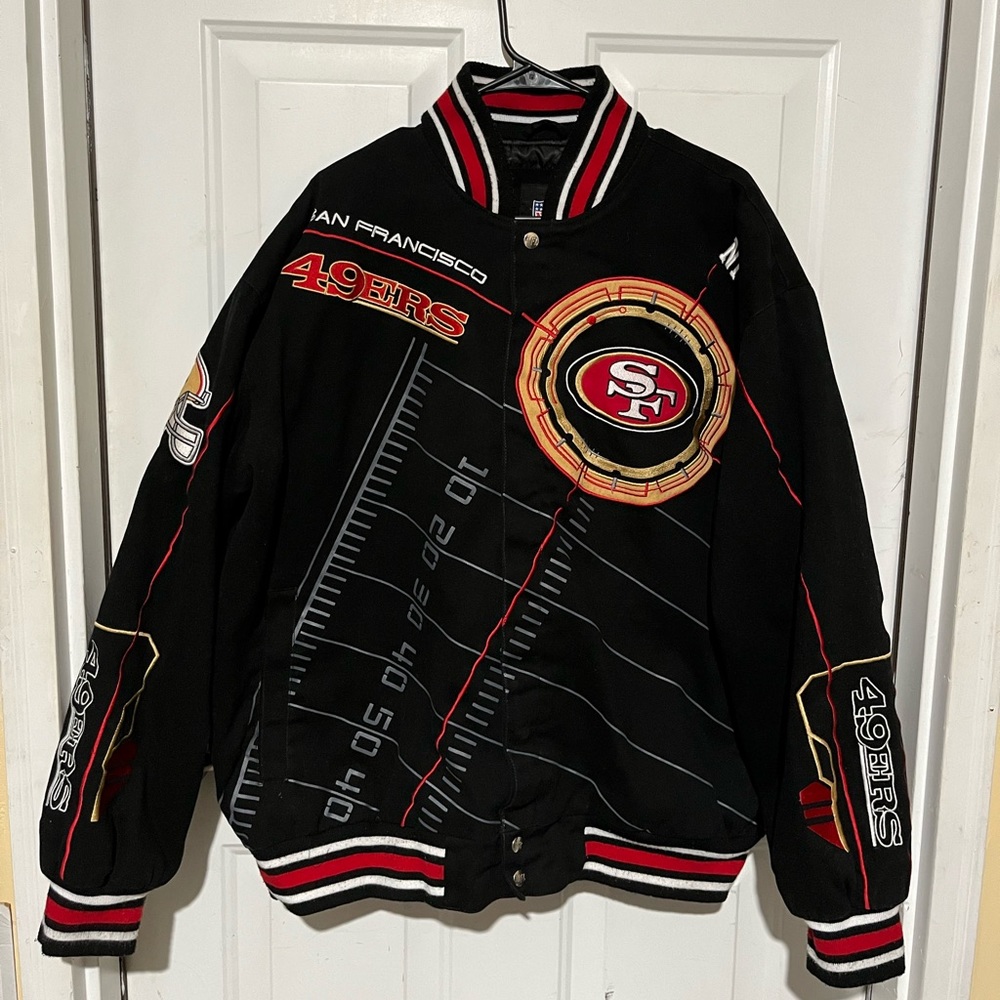 VTG San Francisco 49ers Men's Size 2XL NFL Football Bomber Sports Jacket Quilt
